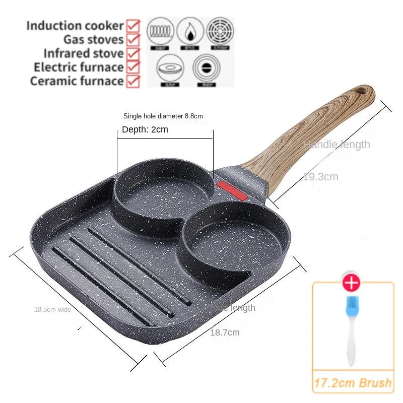4-hole Omelet Pan Frying Pot Thickened Non-stick Egg Pancake Steak Cooking Pan Hamburg bread Breakfast Maker Induction cooker Shop1103813503 Store