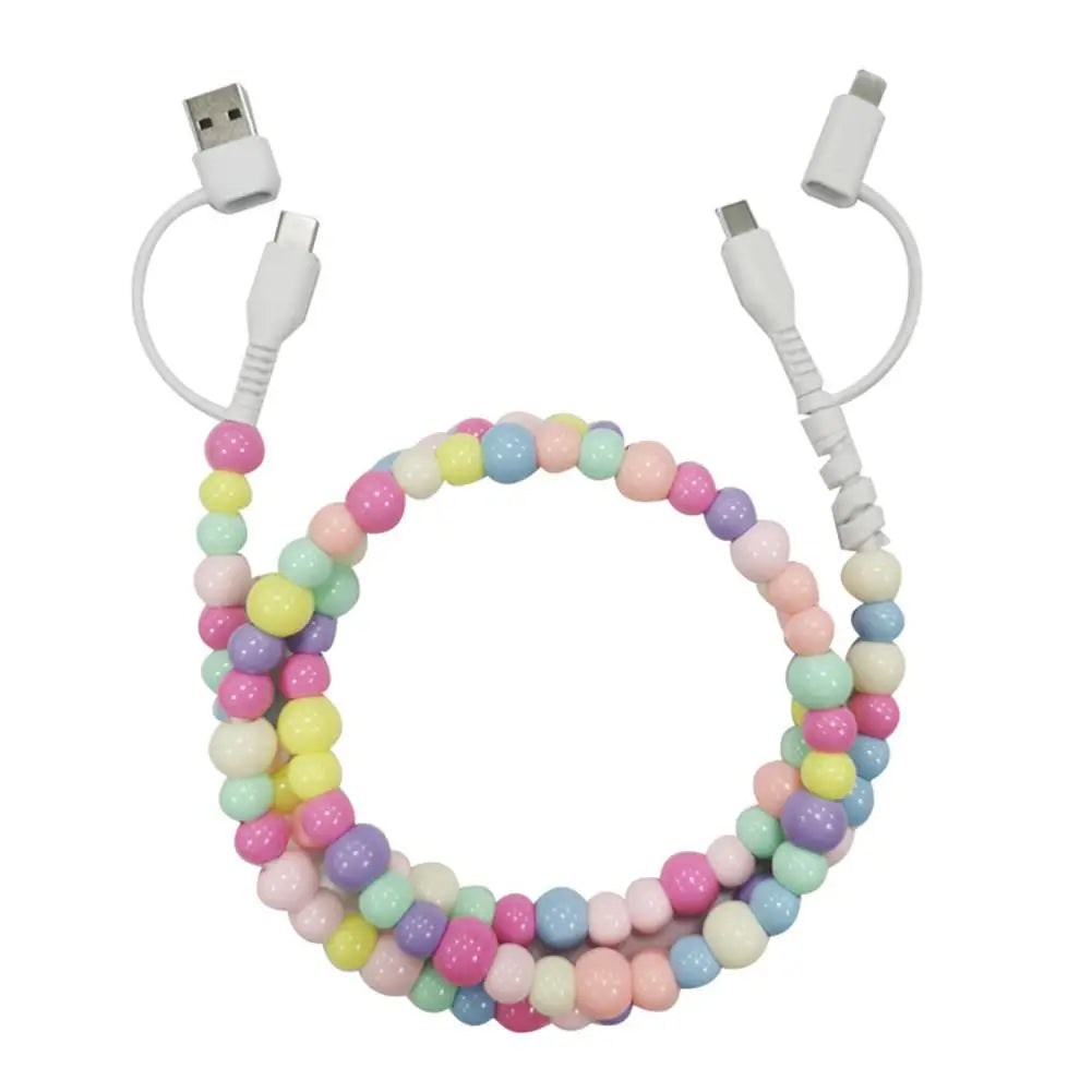 4-in-1 Beaded Charging Cable – 66W Fast Charge for All Devices!