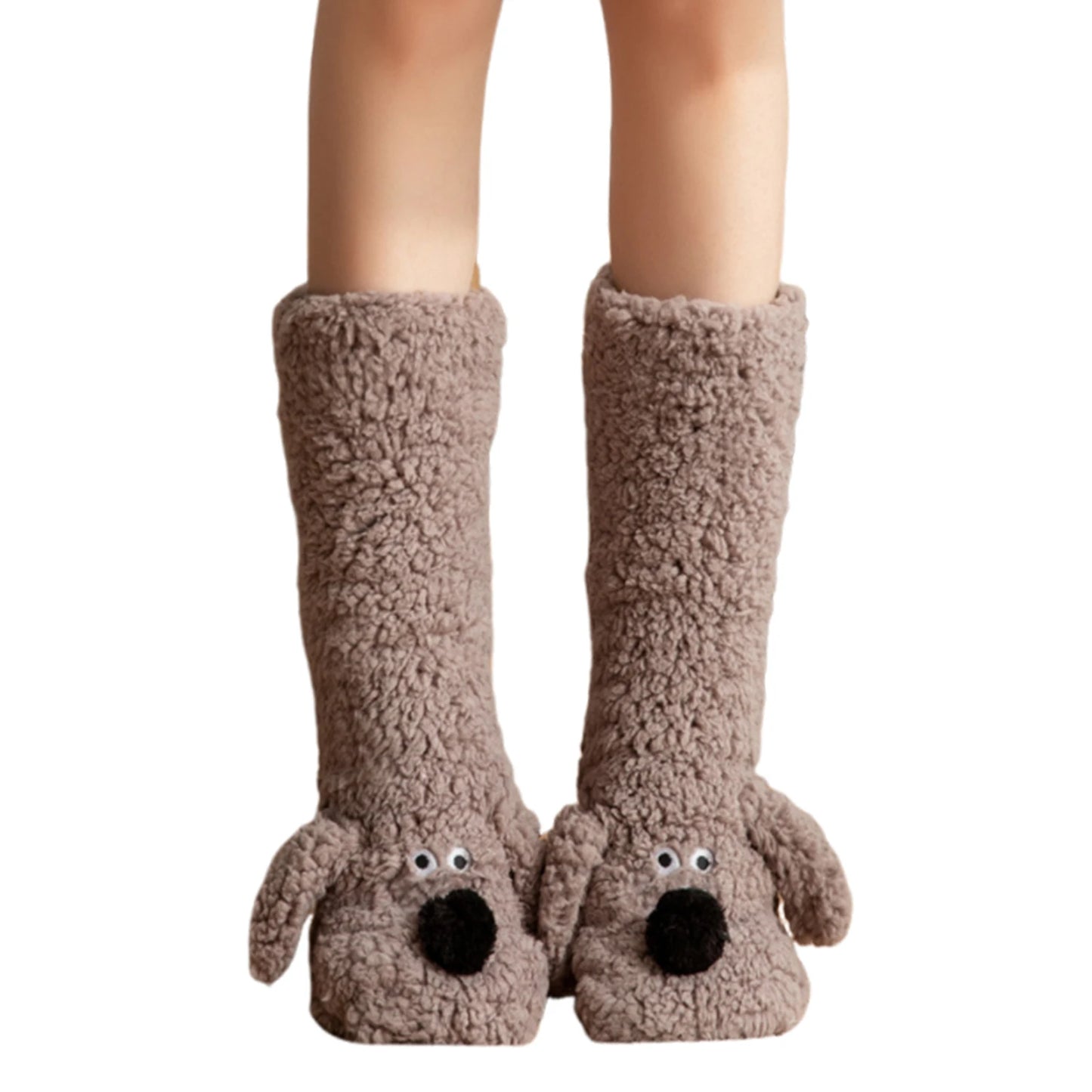Cute Dog Slipper Socks: Warm, Plush, Non-Slip Women's Winter Socks
