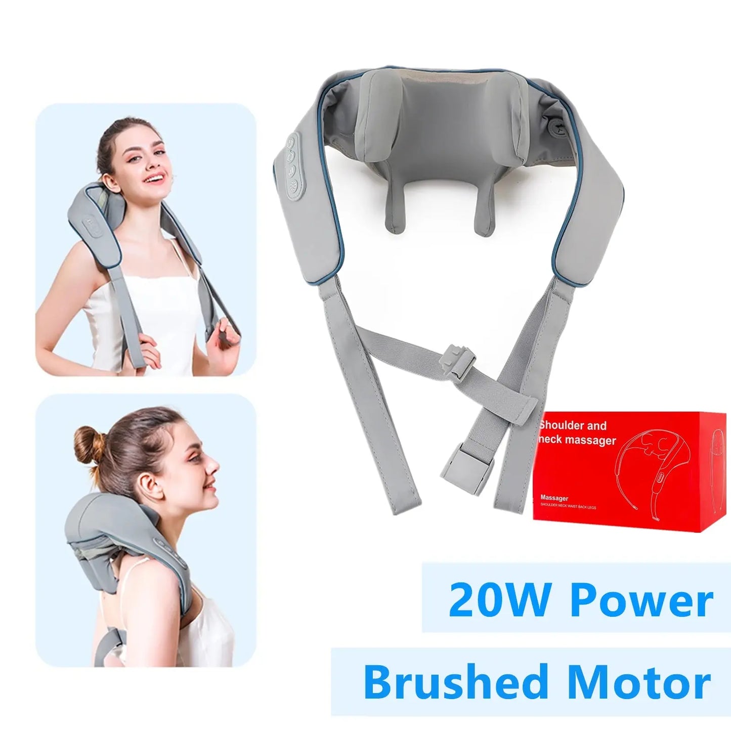 Foreverlily 26W Brushless Motor Neck And Shoulder Massager Wireless Shoulder And Back Kneading Massage Shawl Neck masajeador Foreverlily Korea Store