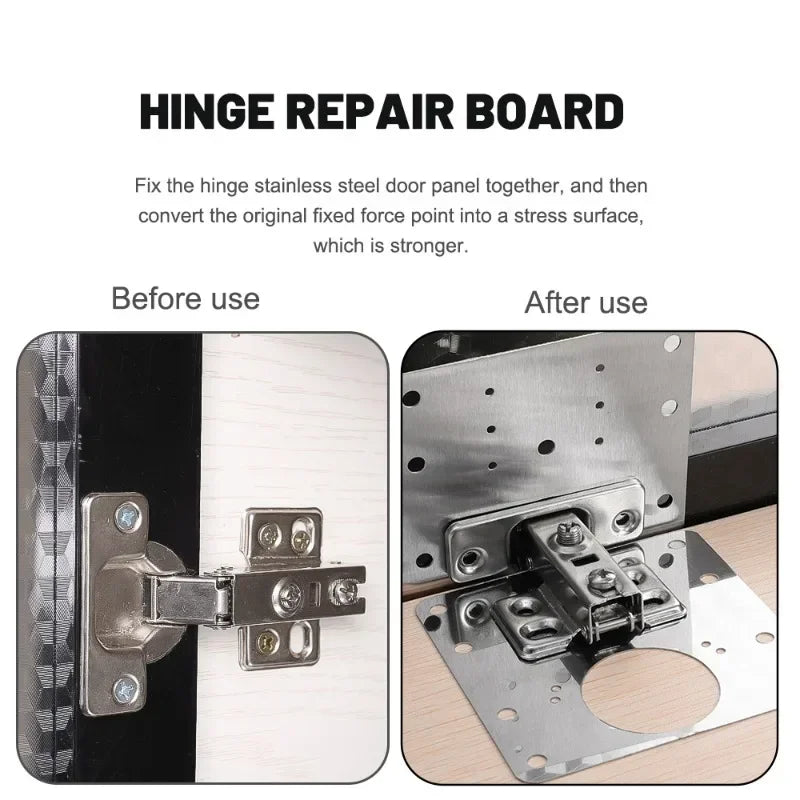 Stainless Steel Hinge Repair Plate Kits Cabinet Furniture Drawer Table