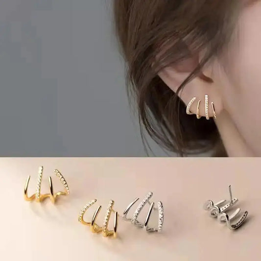 2024 premium light luxury four claw row earrings design sense
