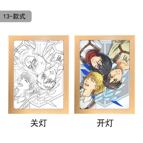 Attack On Titan Anime Figure Customized Night Light Painting Decor