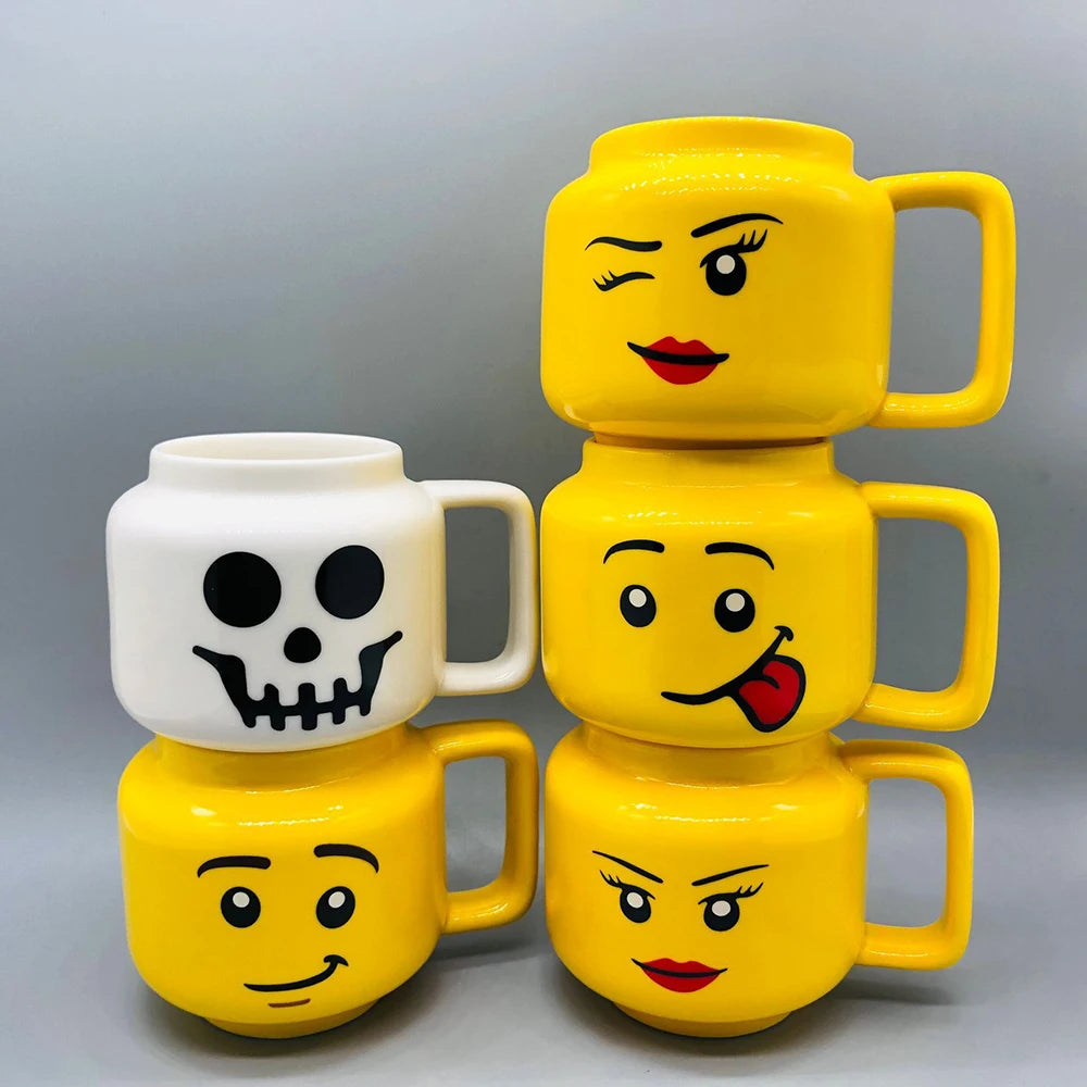 Cartoon Ceramic Mug Cup 250ML with Cute Impish Expression Figure Head