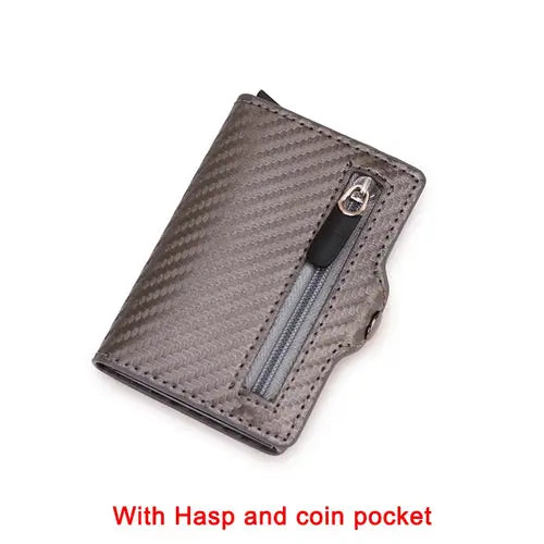 Carbon Fiber Rfid Blocking Men ID Credit Card Holders Wallet Leather