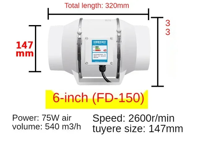 4inch 220V Exhaust Fans Home Silent Inline Pipe Duct Fan Bathroom Extractor Ventilation Kitchen Toilet Wall Air Clean Ventilator Chcyus Official Store