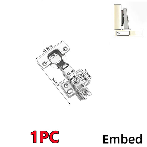 New 4/2/1Pc Stainless Steel Cabinet Door Hinges Hydraulic Damper