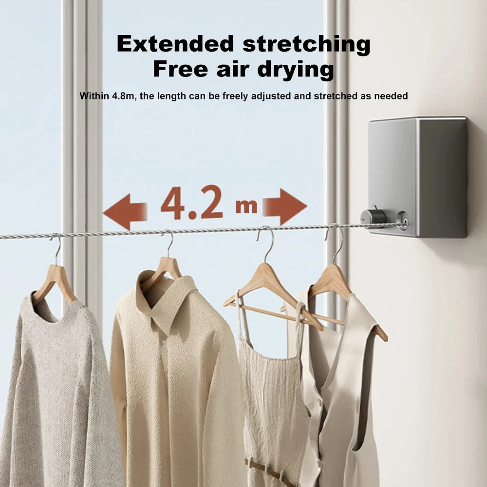 Retractable Clothesline Indoor and Outdoor Clothes Wall Hanger Drying