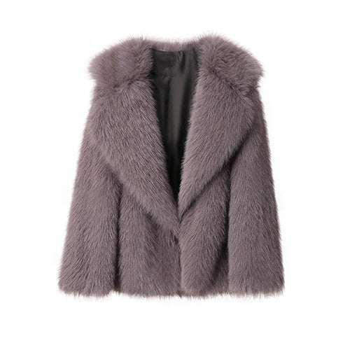 Neo Mint Luxury Brand Women Faux Fur Coat Animal Gradient Color 2024