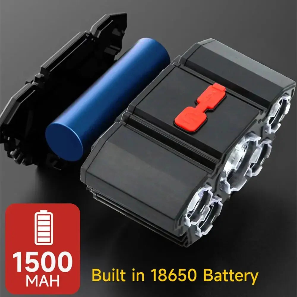 5 LED Headlamp Rechargeable with Built in 18650 Battery Strong Light