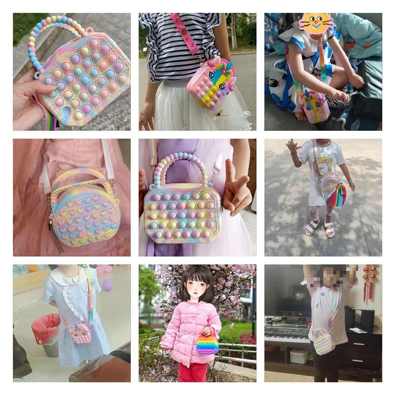 Pop Purse Silicone Sensory Push Pop Bubble Bag Crossbody Bag Antistress Toys Reliver Autism Handbag Coin Pouch for Kids Digitaling 2 Store