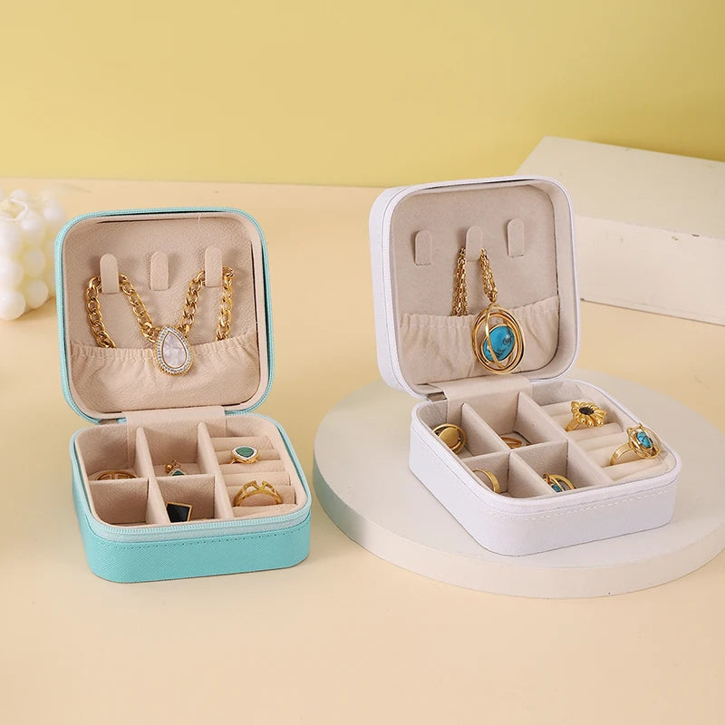 View details for Portable Jewelry Storage Box Travel Organizer Jewelry Case Leather