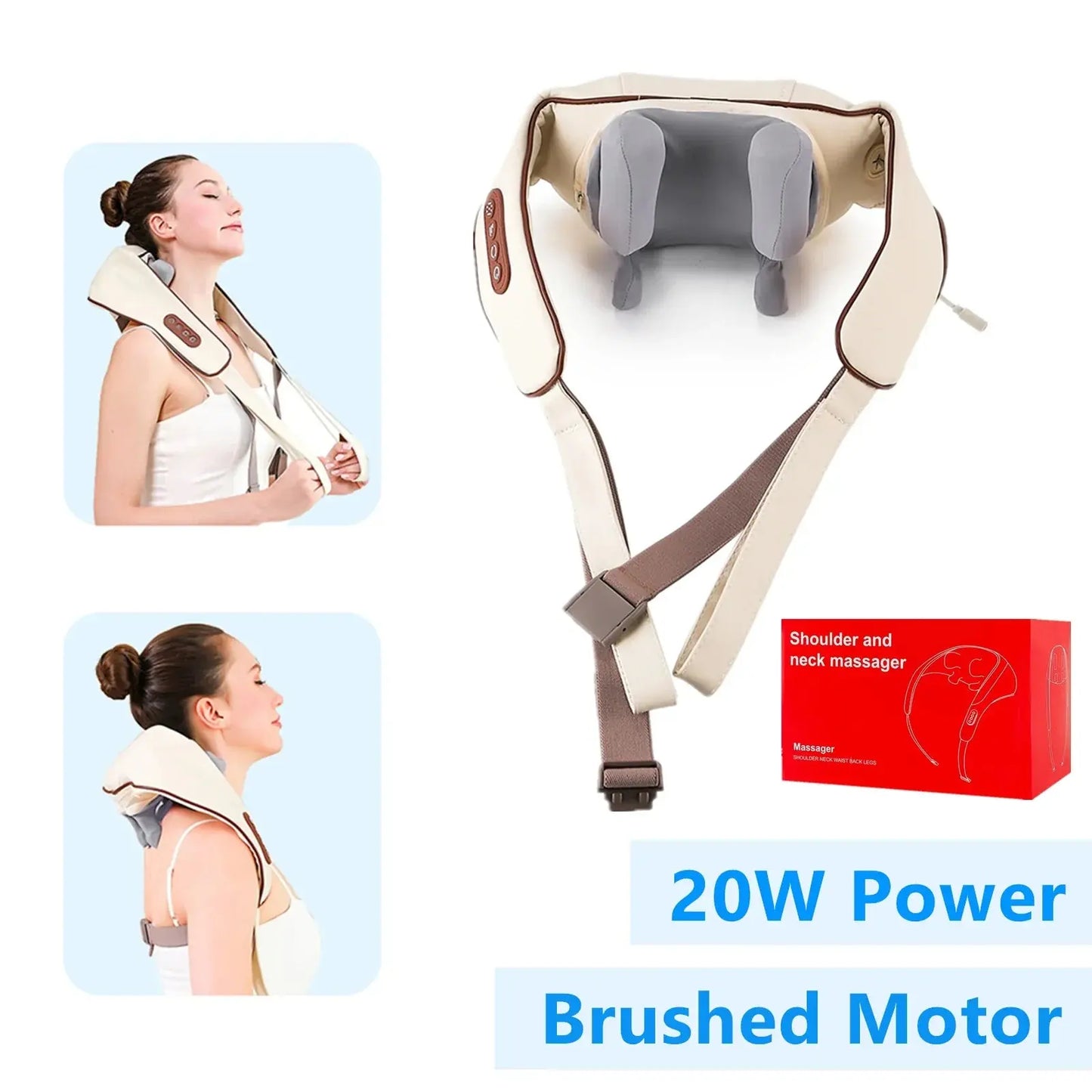 Foreverlily 26W Brushless Motor Neck And Shoulder Massager Wireless Shoulder And Back Kneading Massage Shawl Neck masajeador Foreverlily Korea Store