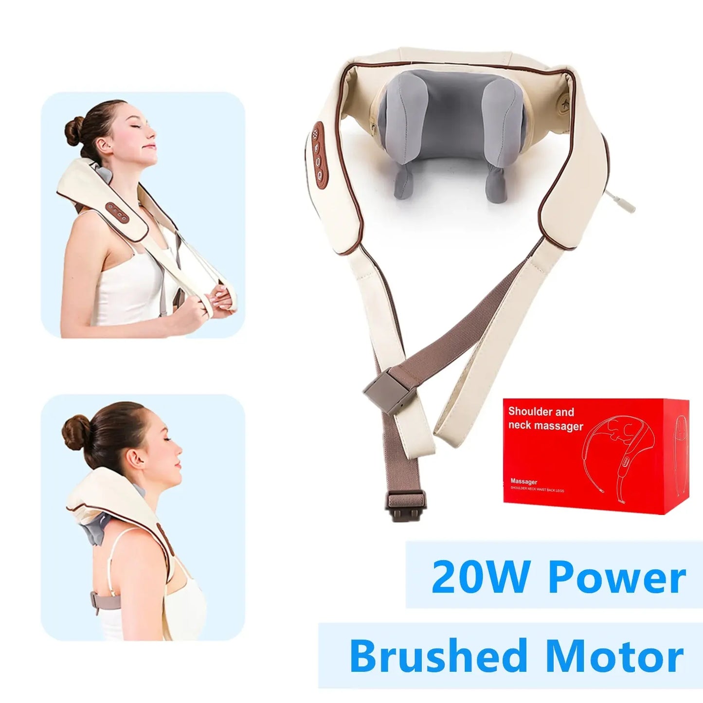 Foreverlily 26W Brushless Motor Neck And Shoulder Massager Wireless Shoulder And Back Kneading Massage Shawl Neck masajeador Foreverlily Korea Store