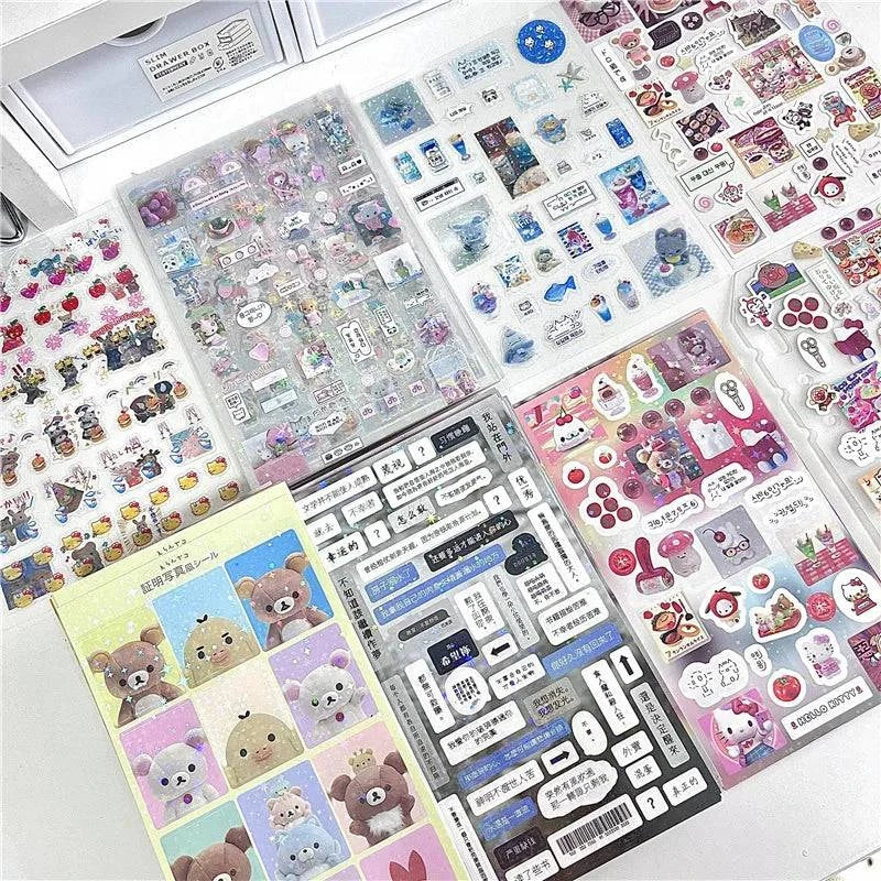 6pcs/10pcs Set Y2K Random Cute Glitter Laser Sticker for Phone Camera Luggage Journal Sticker Kawaii Decoration Sticker Gift