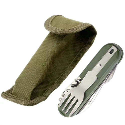 7 In 1 Camping Picnic Cutlery Knife Stainless Steel Fork Spoon Bottle