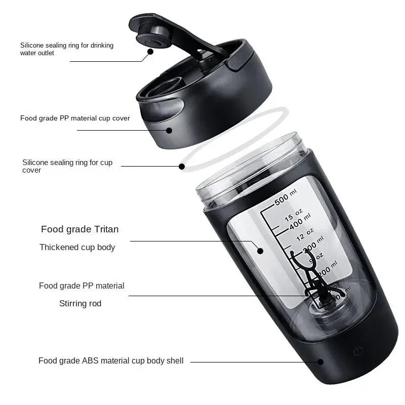 650ml USB Electric Portable Whey Protein Shaker bottle Fully