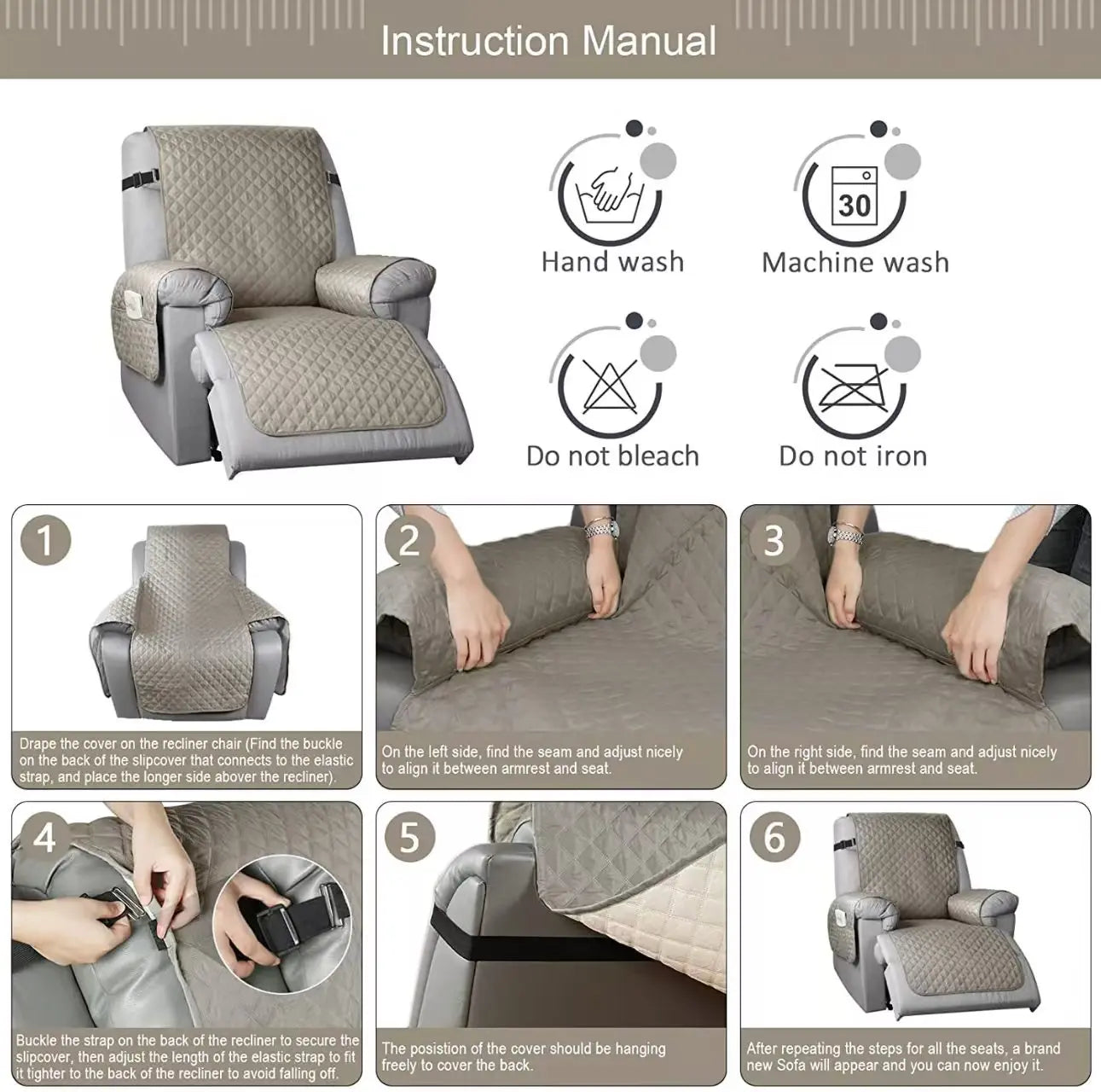 SnugShield Recliner Cover – Waterproof & Secure!