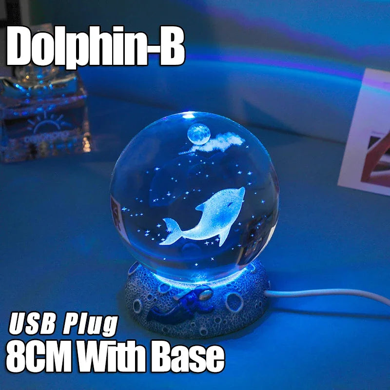 Crystal Ball Night Lights Glowing Sea Jellyfish Astronaut Table Lamp USB Atmosphere Lamp Table Decorations Kid Gifts Night Lamp