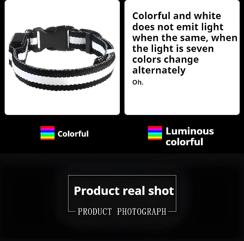 Dog Collar Nylon LED Night Safety Flashing Glow In The Dark Pet Dog Leash pet Dogs Luminous Fluorescent dog accessories collar