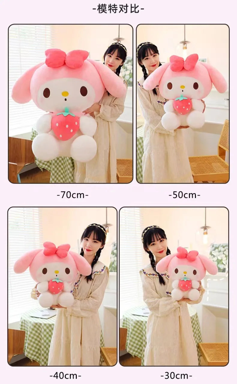 22/35cm Sanrio Strawberry Kuromi Pillow Plush Toy Girls Soft Stuffed Animal Toys Strawberry Melody Doll Gift