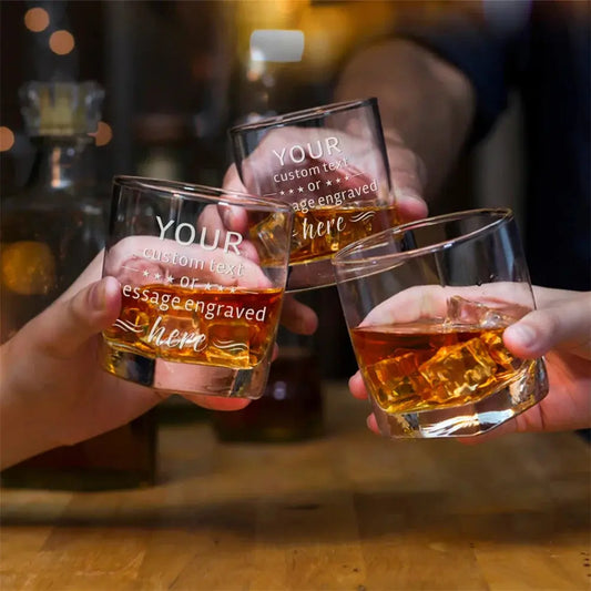 Personalized Whiskey Glass Groomsmen Gifts Custom Logo Text Whiskey