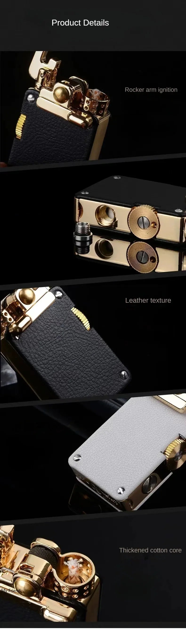 CHIEF New Metal Rocker Kerosene Lighter Creative Rocker Ignition Fashion Leather Lighter High-end Men's Gift