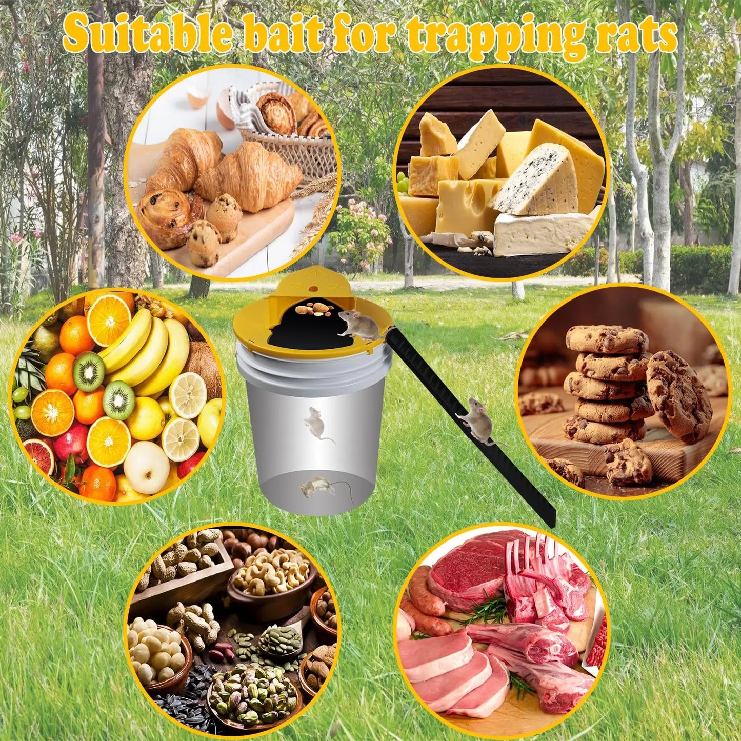 Mouse Trap Flip and Slide Bucket Lid Mice Rat Trap For Indoor Outdoor Multi Catch Auto Reset Stone's Store