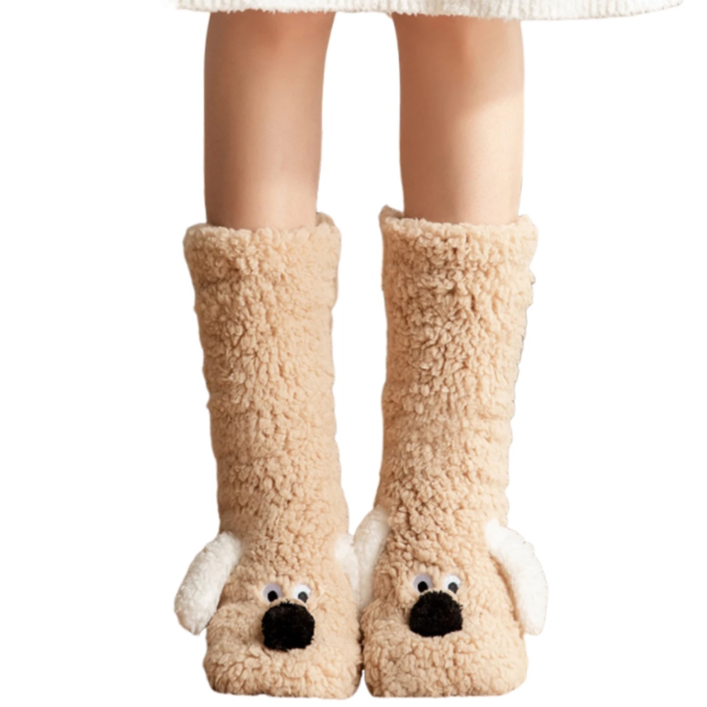 Cute Dog Slipper Socks: Warm, Plush, Non-Slip Women's Winter Socks