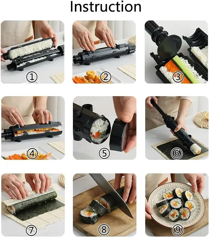 Sushi Bazooka with Sushi Bamboo Rolling Mat, Beginner Sushi Making Kit