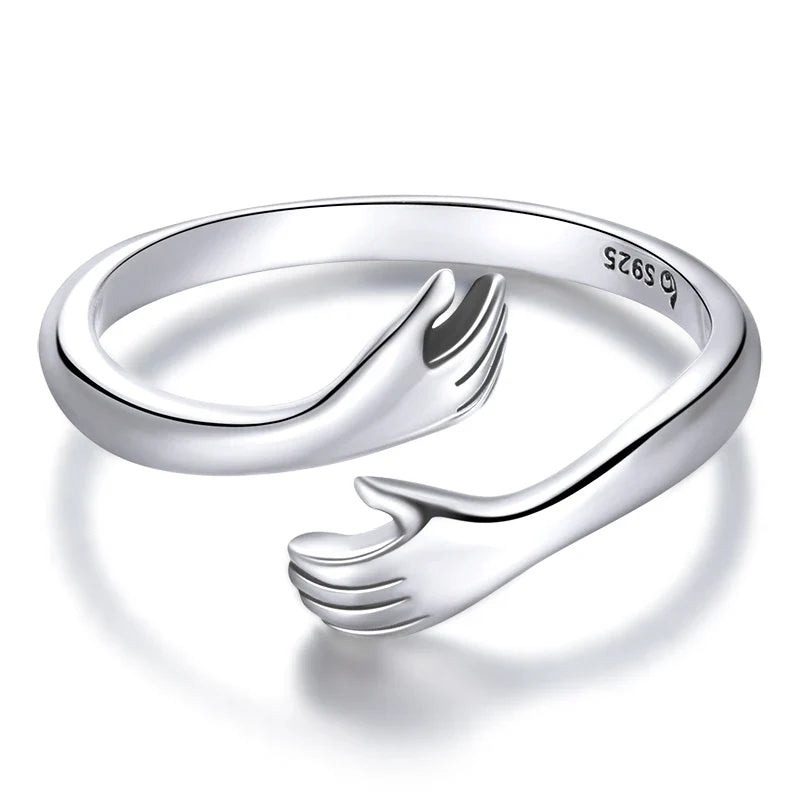 Adjustable Rings Real 925 Sterling Silver Stackable Engagement Zircon Open Size Rings For Women Jewelry