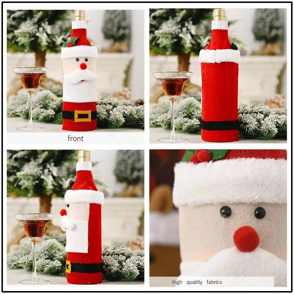 View details for Christmas Snowman Wine Bottle Cover Set Santa Claus Bottle Sweater