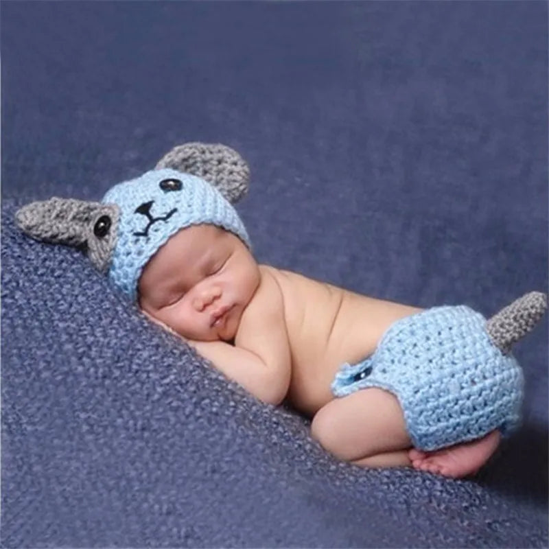 Animal Style Newborn Baby Crochet Halloween Costumes Photography Props Handmade Knit Mickey Outfit Sleepy Owl Frog Baby Gift South Bay Evans General Store