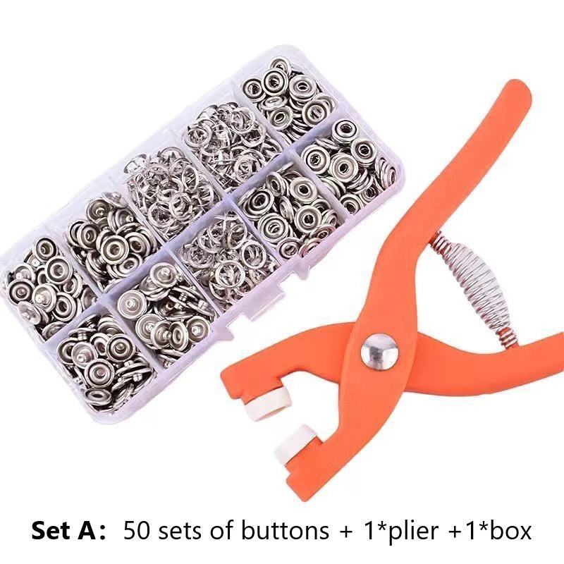 Snaps Buttons Pliers Set Snap Fasteners Kit Tool Sewing Buttons Press Studs Snap for Installing Clothes Bags