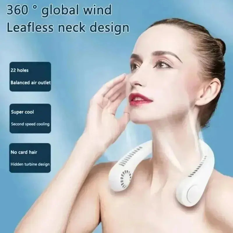Portable Neck Fan Bladeless | 3-Speed Wearable with Rechargeable Battery