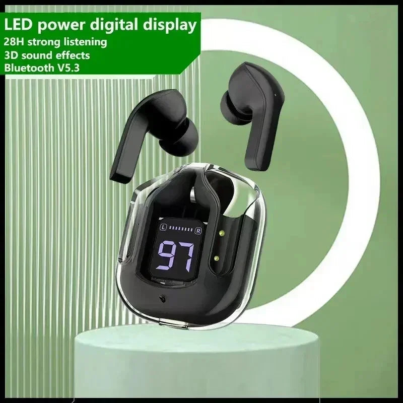 TWS Wireless Bluetooth Earphone Noise Canceling HiFi Stereo Sport Headphones with Digital Display Transparent Charging Case Lauzudan Global Store