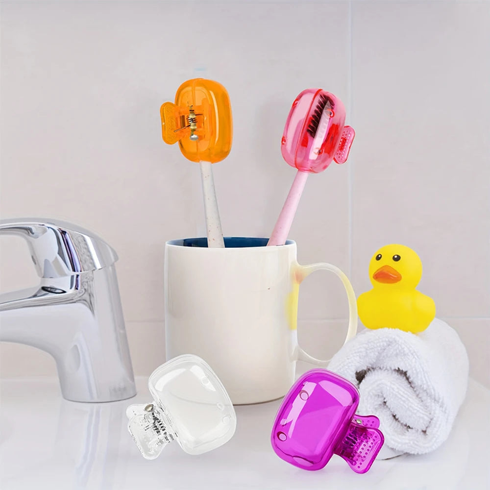Travel Toothbrush Head Covers Toothbrush Protector Cap Brush Pod Case Protective Portable Plastic Clip For Household Travel Stone's Store