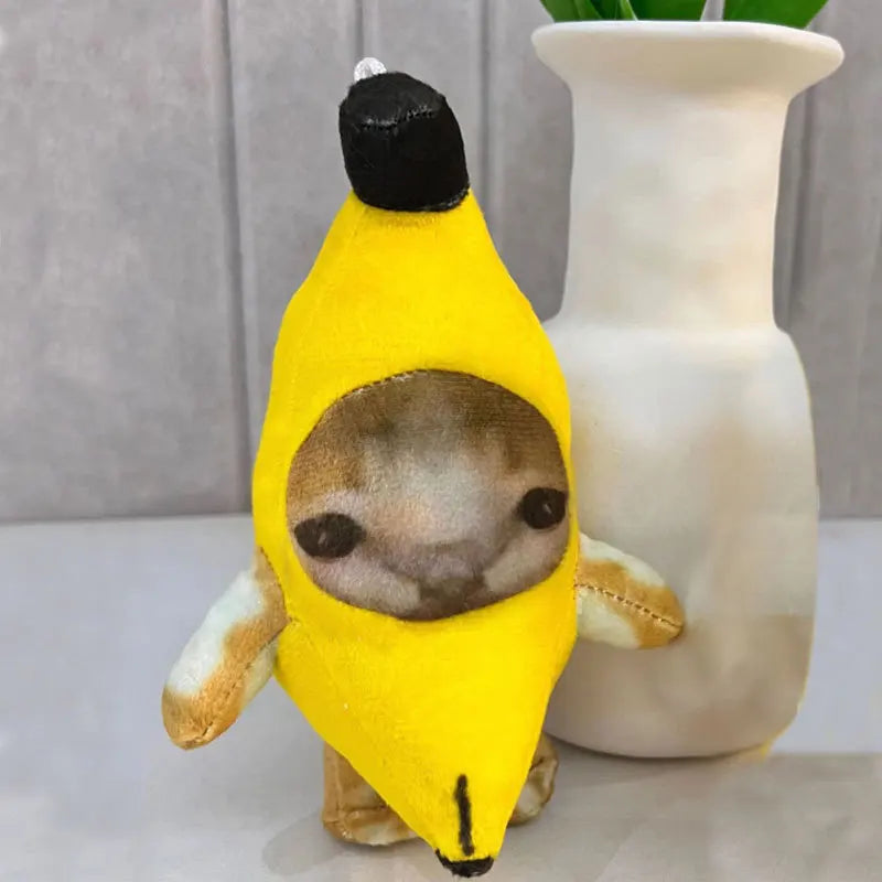 18cm Banana Cat doll key chain Cry Happy Banana Cat fashion trend personality Versatile built-in battery can sound