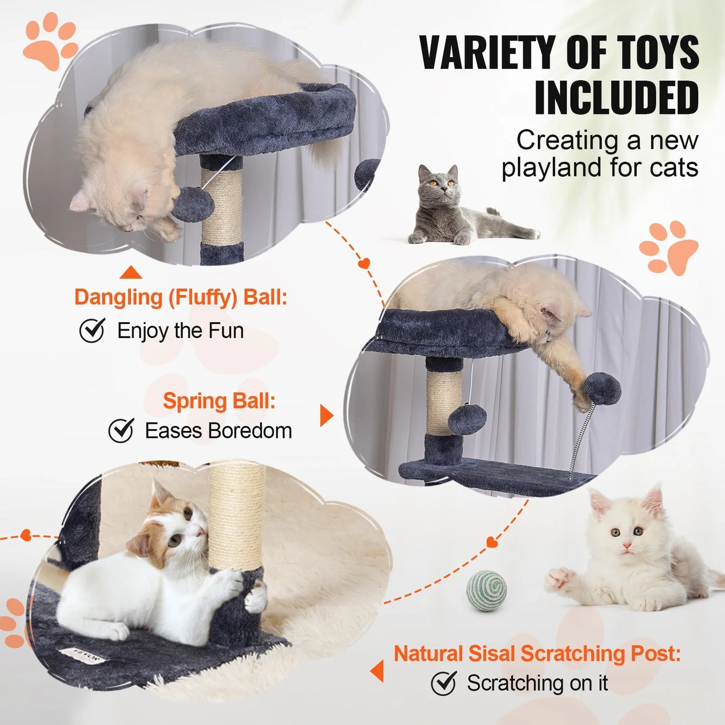 45.2" Cat Tower with Cat Condo Sisal Scratching Post