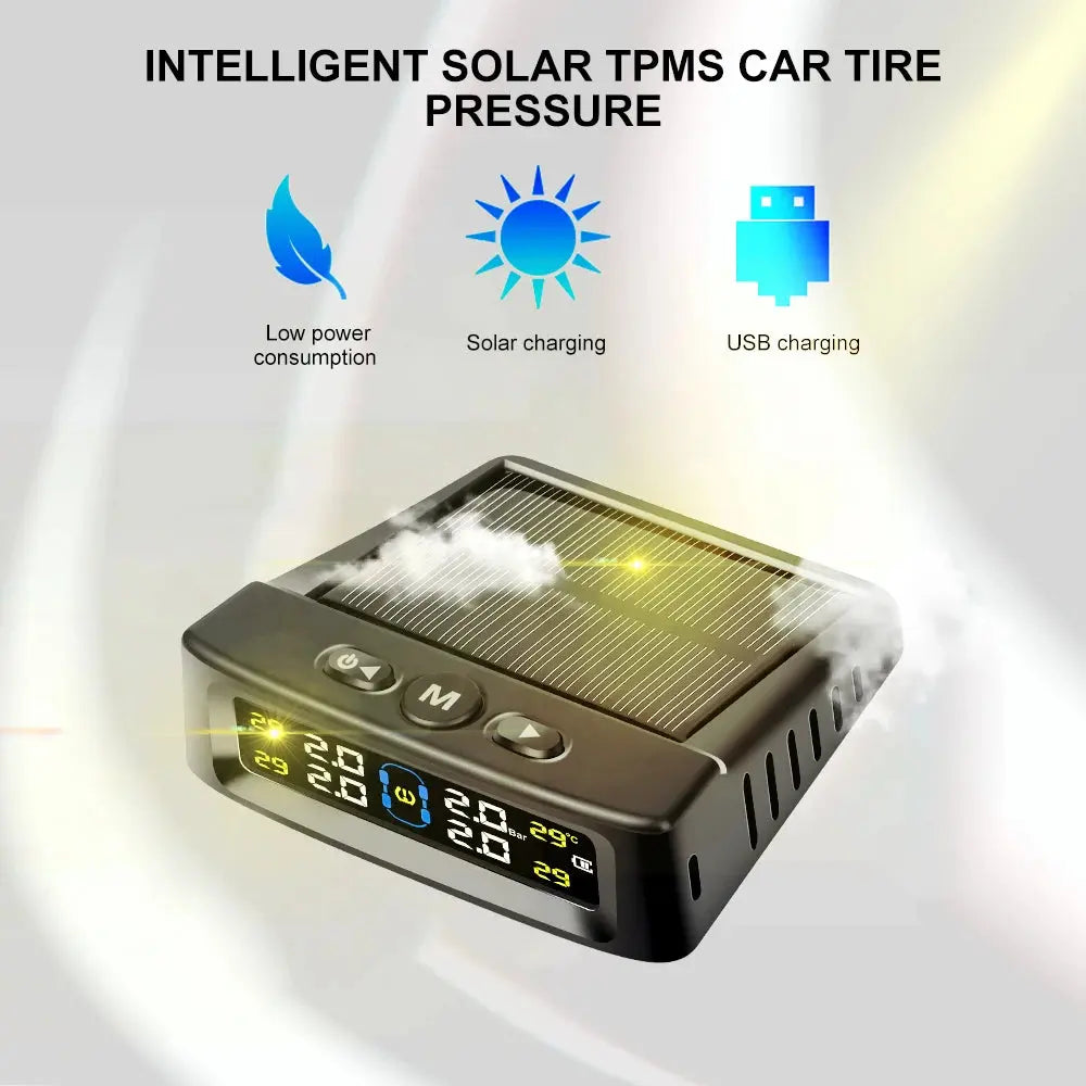 Solar Power TPMS Car Tire Pressure Alarm Monitor Intelligent Auto AliExpress