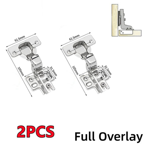 New 4/2/1Pc Stainless Steel Cabinet Door Hinges Hydraulic Damper
