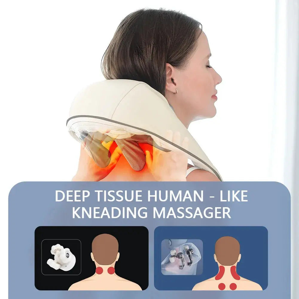 Foreverlily 26W Brushless Motor Neck And Shoulder Massager Wireless Shoulder And Back Kneading Massage Shawl Neck masajeador Foreverlily Korea Store