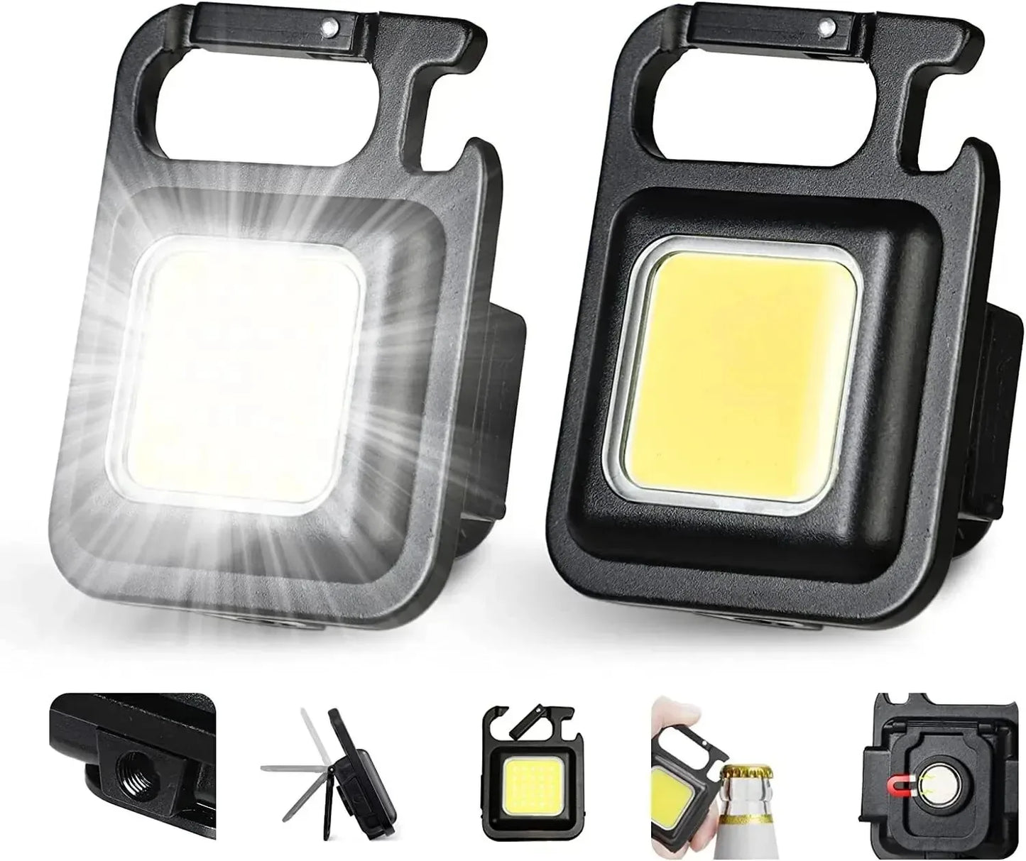 Mini LED Flashlight Keychain Multifunctional Portable COB Camping