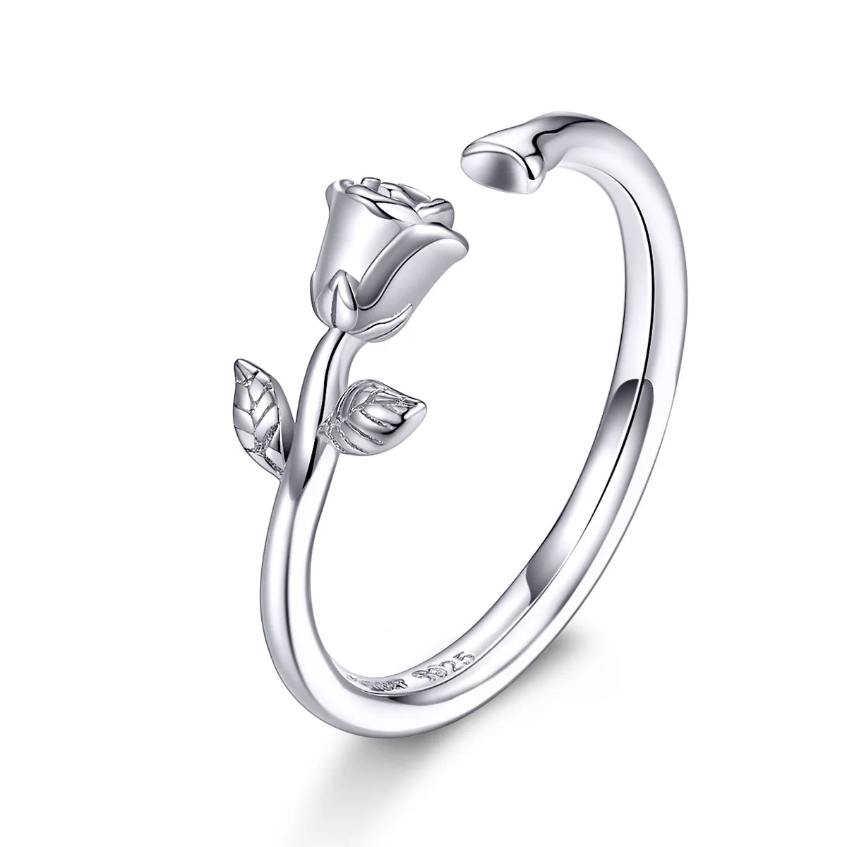 Adjustable Rings Real 925 Sterling Silver Stackable Engagement Zircon Open Size Rings For Women Jewelry
