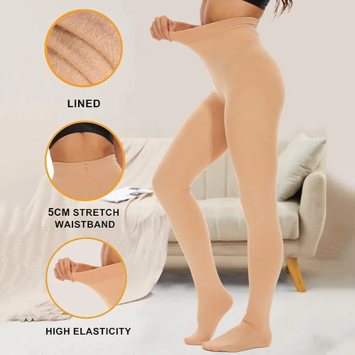 Kave 220G Fleece Lined Tights Women Fleece Translucent Leggings Winter