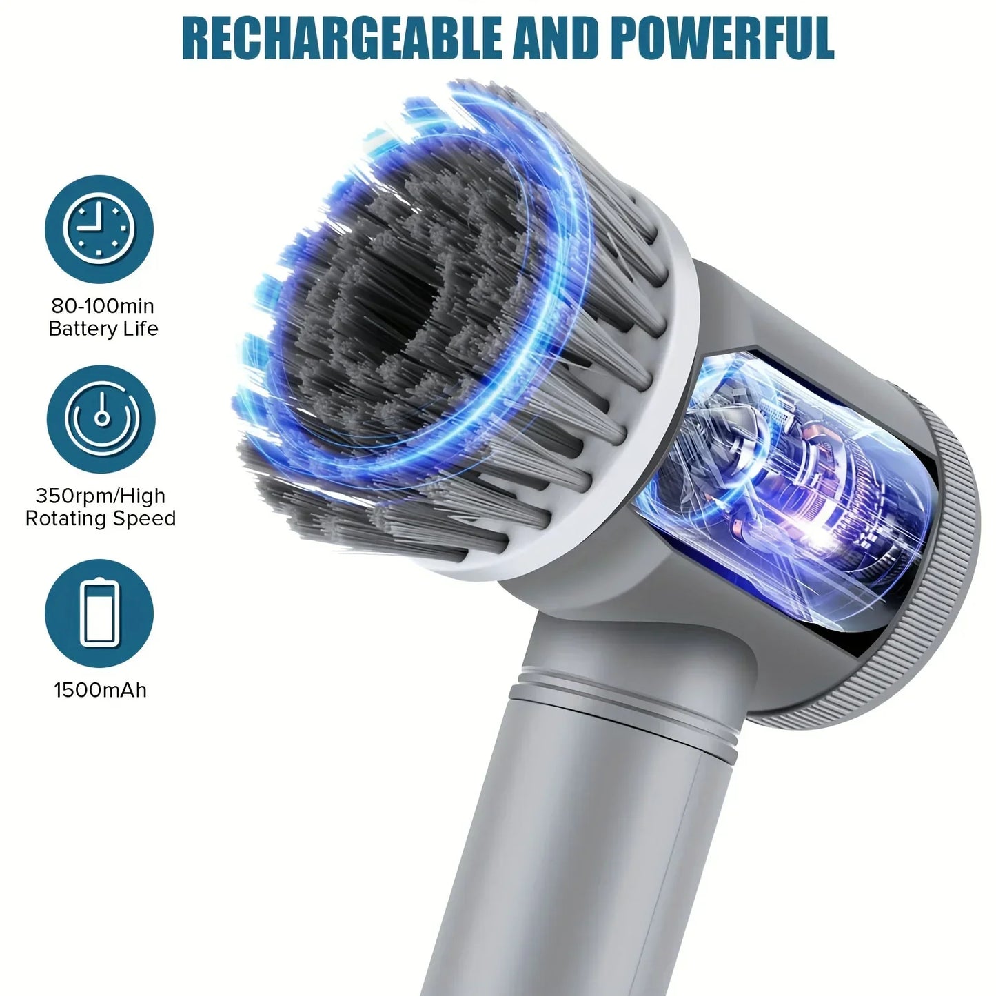 6 in 1 Electric Spin Scrubber,Bathroom Cleaning Brush Power Scrubber