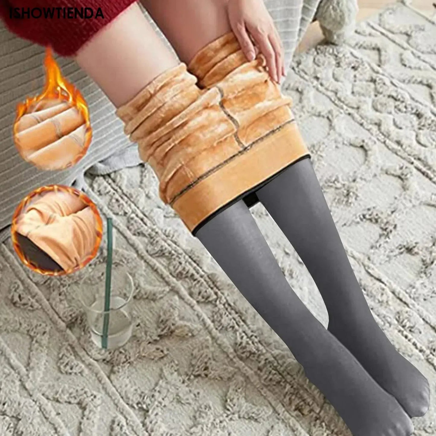 Fleece Lined Tights Women Pantyhose Thermal Pantyhose For Women Winter Panty Skin Black Effect Stockings Women's Thermal Sock Little Joise Store
