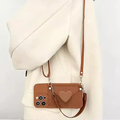 Phone Case with Card Holder and Lanyard - Trendy Crossbody Design