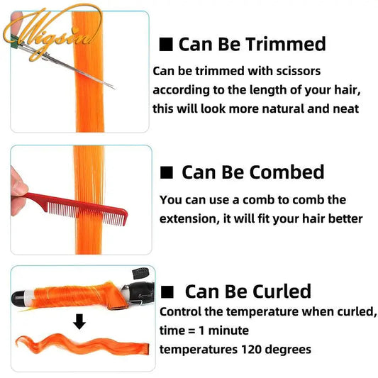 22Inch Synthetic Sparkle Hair Extensions Clip In Rainbow Shiny Long Straight Hair Heat Resistant Hair Accessories for Women Stone's Store