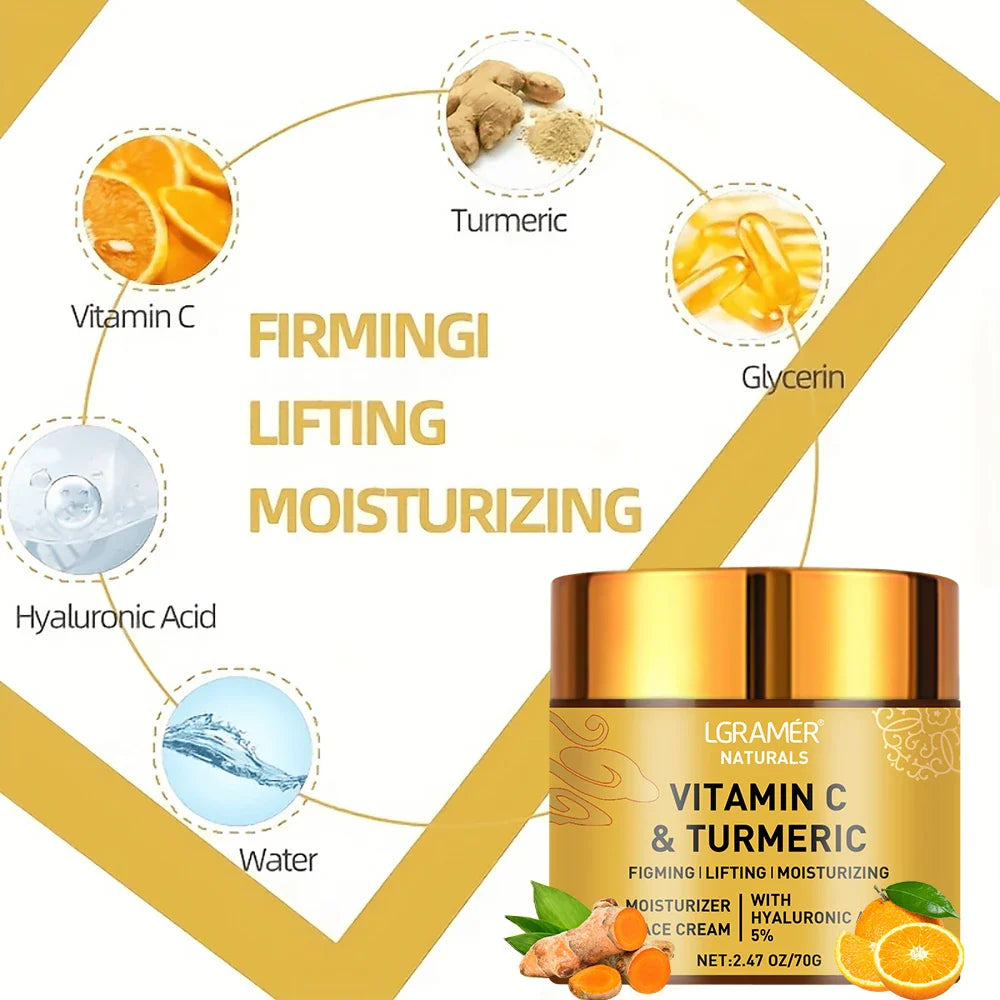 Turmeric Vitamin C Face cream Retinol Moisturizing Firming Hyaluronic Lightening Repairing Smooth Skincare Whitening Creams REAROYA Beauty Store